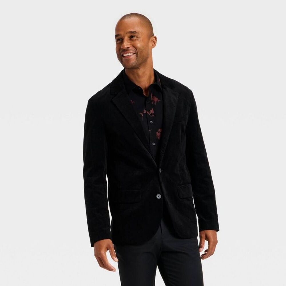 Men's Velvet Sports Blazer - Goodfellow & Co Black XXL